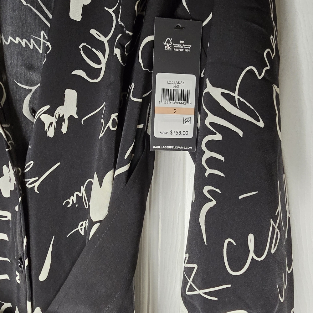 Nwt! KARL LAGERFELD Silky Crepe Dress - SZ. 2 - Picture 3 of 3